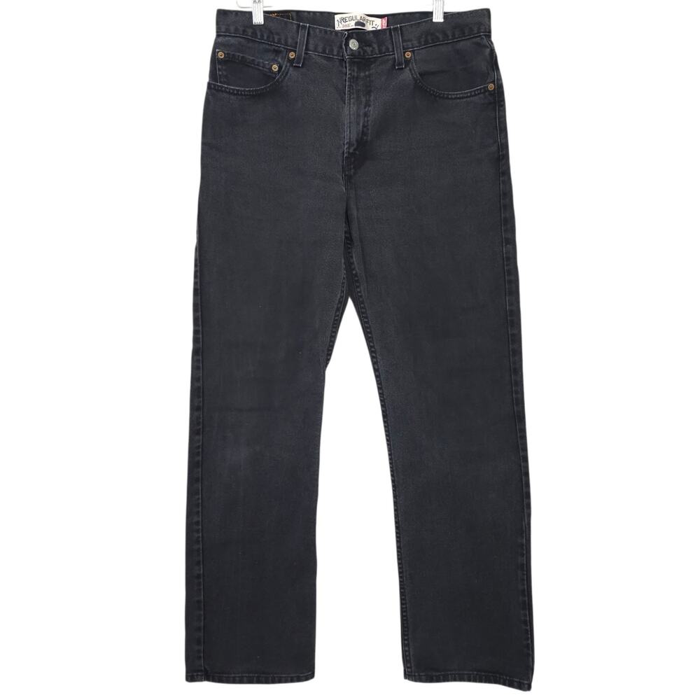 Levi's 505 Regular Fit Jeans Mens 34x32 Faded Black Wash Straight Leg